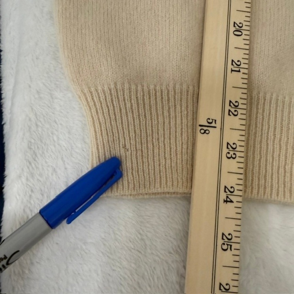 VINTAGE Polo Ralph Lauren 100% Lambswool Polo Sweater Italian Yarn Cream Large - Picture 9 of 11
